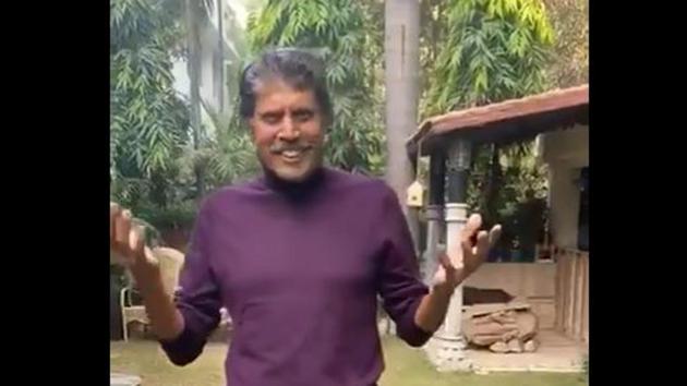 Screengrab of Kapil Dev from a video released by him.(Twitter)