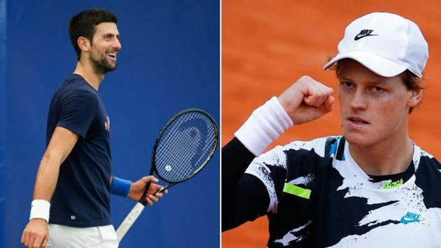Photos of Novak Djokovic (L) and Jannik Sinner (R)(Twitter)
