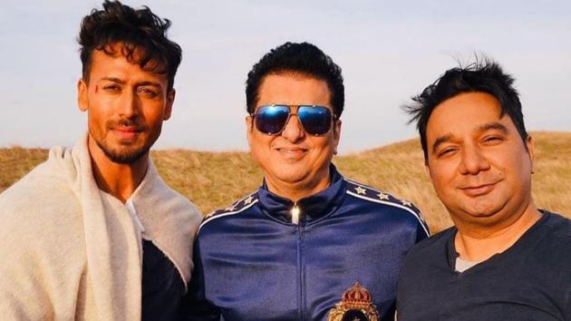 Tiger Shroff with producer Sajid Nadiadwala and director Ahmed Khan.