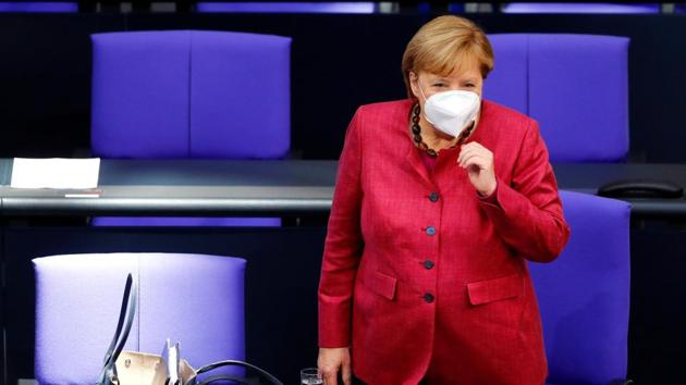 German Chancellor Angela Merkel announced the new lockdown norms due to a surge in the virus infection rate that went over a threshold of 50 per 100,000 inhabitants in one week.(Reuters)