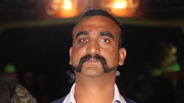 IAF pilot Wing Commander Abhinandan Varthaman waiting to cross over to India at the Attari-Wagah border on Pakistan side after being released last March.(ANI file)