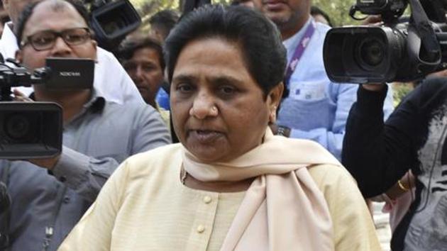 BSP chief Mayawati is seen in New Delhi in this file photo. Mayawati said her party will leave no stone unturned to ensure the defeat of the Samajwadi Party in future elections for the legislative council in Uttar Pradesh.(/HT Photo)