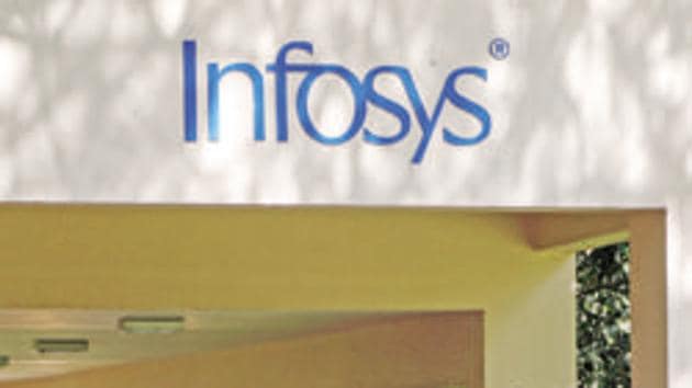 Employees walk past an Infosys logo at the campus of Infosys Ltd. at the Electronics City area in Bengaluru.(Bloomberg File Photo) Employees walk past an Infosys logo at the campus of Infosys Ltd. at the Electronics City area in Bengaluru.(Bloomberg File Photo)