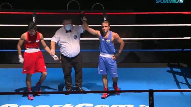 Amit Panghal after winning his first round bout in Alexis Vastine International Boxing tournament Nantes, France
