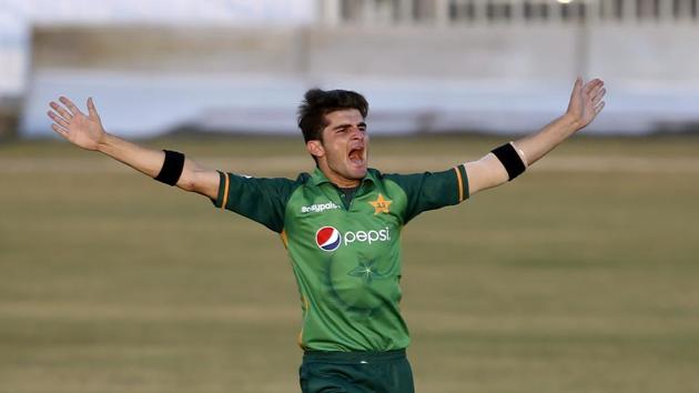 Pakistani pacer Shaheen Afridi celebrates after taking the wicket of Zimbabwe's batsman Chamu Chibhabha during their 1st one-day international cricket match against Zimbabwe at the Pindi Cricket Stadium, in Rawalpindi, Pakistan.(AP) Pakistani pacer Shaheen Afridi celebrates after taking the wicket of Zimbabwe's batsman Chamu Chibhabha during their 1st one-day international cricket match against Zimbabwe at the Pindi Cricket Stadium, in Rawalpindi, Pakistan.(AP)