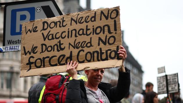Anti-lockdown protesters take part in a march, amid the coronavirus disease (Covid-19) outbreak, in London(Reuters file photo) Anti-lockdown protesters take part in a march, amid the coronavirus disease (Covid-19) outbreak, in London(Reuters file photo)