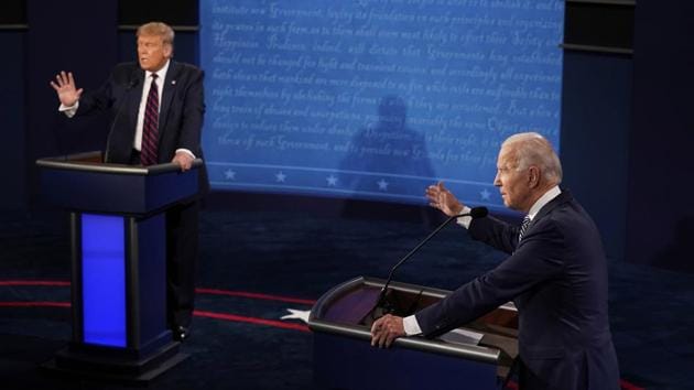 President Donald Trump and Democratic presidential candidate former Vice President Joe Biden exchange points during their first presidential debate.(AP)