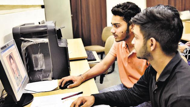 Private coaching classes have started taking online classes for students who want to keep abreast of the Class 11 syllabus, but now parents have demanded that the admission process begin immediately. (Saumya Khandelwal/HT Photo) Private coaching classes have started taking online classes for students who want to keep abreast of the Class 11 syllabus, but now parents have demanded that the admission process begin immediately. (Saumya Khandelwal/HT Photo)