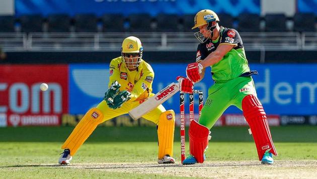 AB de Villiers of RCB during the Indian Premier League (IPL) match between the Royal Challengers Bangalore and the Chennai Super Kings, at the Dubai International Cricket Stadium in Dubai.(PTI) AB de Villiers of RCB during the Indian Premier League (IPL) match between the Royal Challengers Bangalore and the Chennai Super Kings, at the Dubai International Cricket Stadium in Dubai.(PTI)