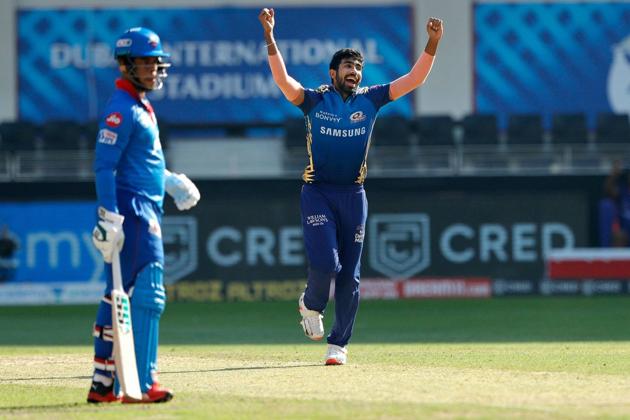 Dubai: Mumbai Indians (MI) player Jasprit Bumrah appeals for the wicket of Delhi Capitals batsman Rishabh Pant during the Indian Premier League (IPL) T20 cricket match, at Dubai International Cricket Stadium in Dubai, Saturday, Oct. 31, 2020. (PTI Photo/Sportzpics for BCCI)(PTI31-10-2020_000173A) (PTI)