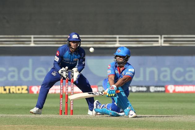 Dubai: Delhi Capitals batsman Rishabh Pant plays a shot during the Indian Premier League (IPL) T20 cricket match against Mumbai Indians, at Dubai International Cricket Stadium in Dubai, Saturday, Oct. 31, 2020. (PTI Photo/Sportzpics for BCCI)(PTI31-10-2020_000182B) (PTI)