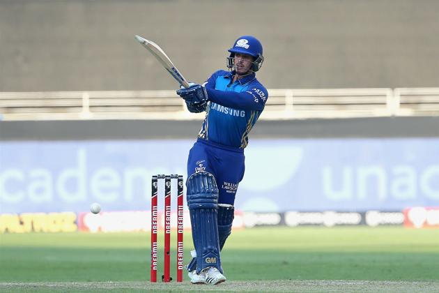 Dubai: Mumbai Indians (MI) batsman Quinton de Kock plays a shot during the Indian Premier League (IPL) T20 cricket match against Delhi Capitals, at Dubai International Cricket Stadium in Dubai, Saturday, Oct. 31, 2020. (PTI Photo/Sportzpics for BCCI)(PTI31-10-2020_000186A) (PTI)