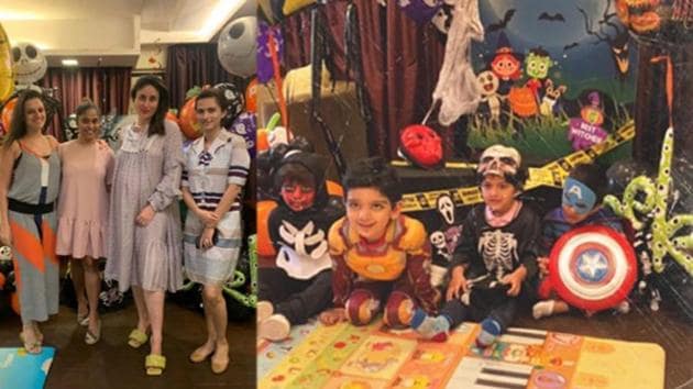 Kareena Kapoor and son Taimur with their respective friends at the Halloween party. Kareena Kapoor and son Taimur with their respective friends at the Halloween party.