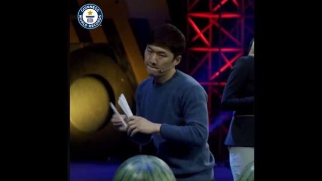 The image shows South Korea’s Junguk Lee creating the record. (Facebook/@Guinness World Records) The image shows South Korea’s Junguk Lee creating the record. (Facebook/@Guinness World Records)