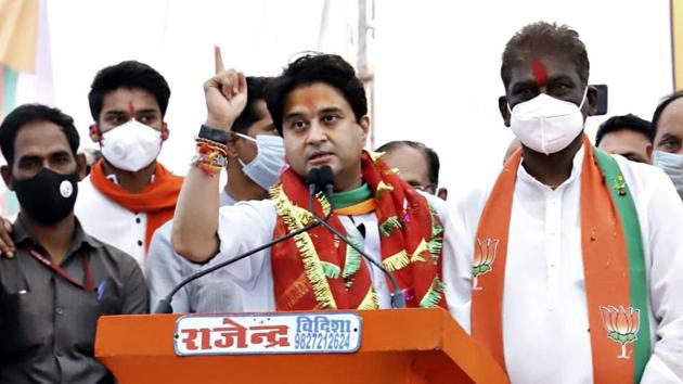 BJP MP Jyotiraditya Scindia addressing an election rally at Raisen district in Bhopal on Thursday. (ANI File Photo) BJP MP Jyotiraditya Scindia addressing an election rally at Raisen district in Bhopal on Thursday. (ANI File Photo)