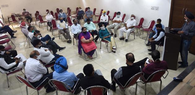 Members of Crawfed during the meeting at Gandhi Smarak Bhawan, Sector 16 in Chandigarh on Sunday. (Keshav Singh/HT) Members of Crawfed during the meeting at Gandhi Smarak Bhawan, Sector 16 in Chandigarh on Sunday. (Keshav Singh/HT)