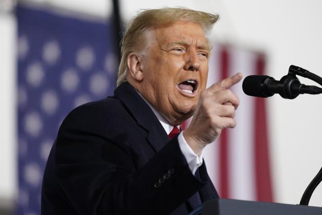 President Donald Trump speaks at a campaign rally.(AP)