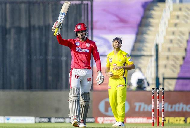 Abu Dhabi: Deepak Hooda of Kings XI Punjab raises his bat after scoring fifty runs during Indian Premier League (IPL) 2020 cricket match against Chennai Super Kings, at Sheikh Zayed Stadium in Abu Dhabi, United Arab Emirates, Sunday, Nov. 1, 2020. (PTI Photo/Sportzpics for BCCI)(PTI01-11-2020_000142B) (PTI)