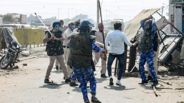 The protesting youth were demanding capital punishment for the accused involved in a final year BCom student,Nikita’s, killing (PTI) The protesting youth were demanding capital punishment for the accused involved in a final year BCom student,Nikita’s, killing (PTI)