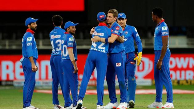 IPL 2020: Players of Delhi Capitals celebrate a wicket. (IPL/Twitter) IPL 2020: Players of Delhi Capitals celebrate a wicket. (IPL/Twitter)