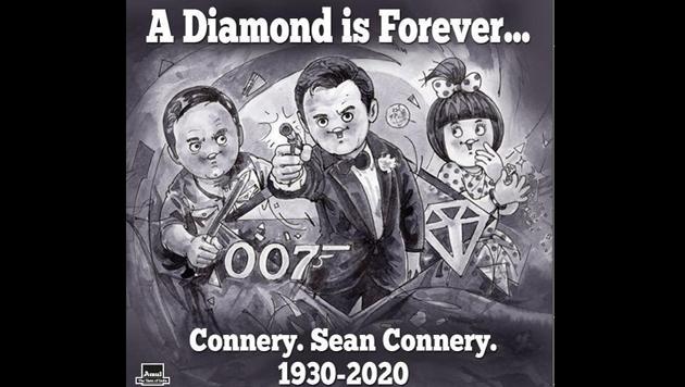 The image shows the doodle shared by Amul featuring Sean Connery.(Instagram/@amul_india)