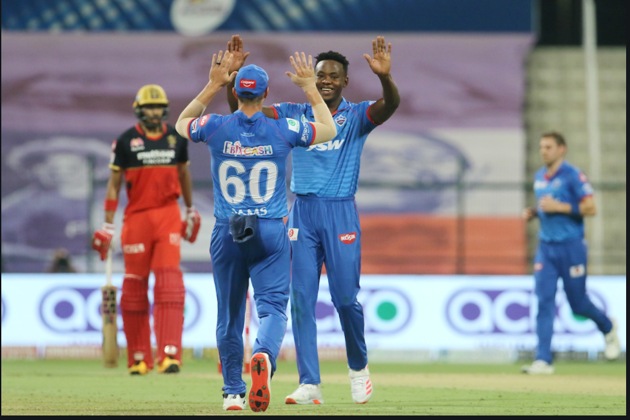 Kagiso Rabada celebrates.
