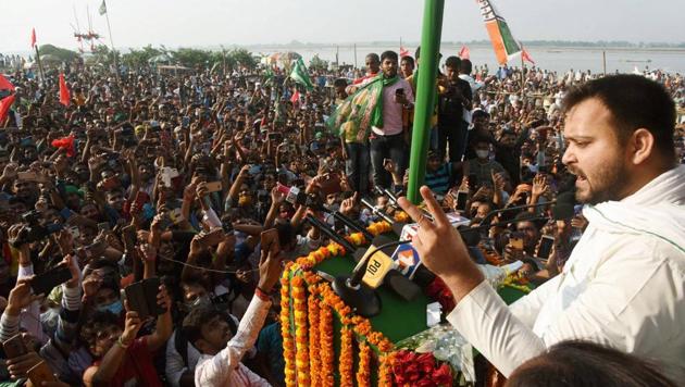 After winning the election in 2015, Tejashwi became the deputy chief minister in the Mahagathbandhan (grand alliance) government which had Janata Dal (United) as its part (PTI) After winning the election in 2015, Tejashwi became the deputy chief minister in the Mahagathbandhan (grand alliance) government which had Janata Dal (United) as its part (PTI)