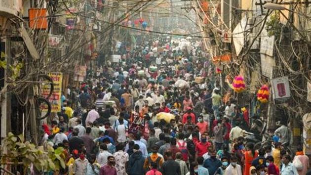 People, flouting social distancing norms, visit a crowded Sadar Bazar market during the festive season, amid the ongoing coronavirus pandemic, in New Delhi, Monday, Nov 2, 2020. (PTI) People, flouting social distancing norms, visit a crowded Sadar Bazar market during the festive season, amid the ongoing coronavirus pandemic, in New Delhi, Monday, Nov 2, 2020. (PTI)