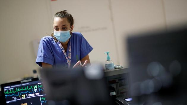 A medical staff member is seen in the Intensive Care Unit (ICU) where patients suffering from the coronavirus disease are treated at the Melun-Senart hospital, near Paris, France. (REUTERS) A medical staff member is seen in the Intensive Care Unit (ICU) where patients suffering from the coronavirus disease are treated at the Melun-Senart hospital, near Paris, France. (REUTERS)