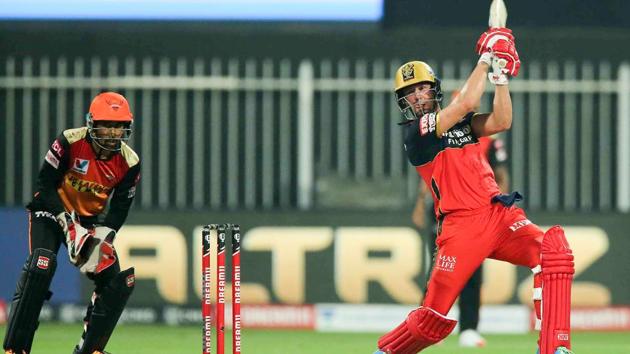 Sharjah: Royal Challengers Bangalore batsman AB de Villier plays a shot during the Indian Premier League (IPL) cricket match against Sunrisers Hyderabad, at Sharjah Cricket Stadium, in Sharjah, Saturday, Oct. 31, 2020. (PTI) Sharjah: Royal Challengers Bangalore batsman AB de Villier plays a shot during the Indian Premier League (IPL) cricket match against Sunrisers Hyderabad, at Sharjah Cricket Stadium, in Sharjah, Saturday, Oct. 31, 2020. (PTI)