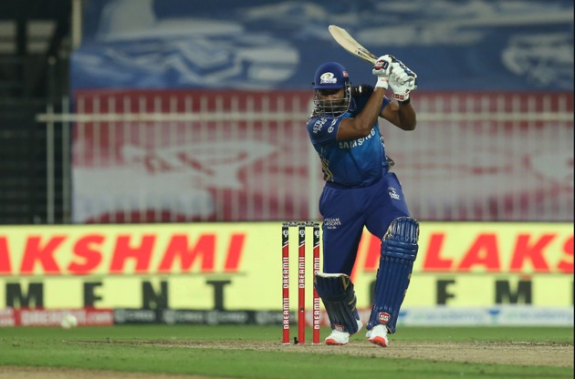 Kieron Pollard hits a shot. (IPL/Twitter)