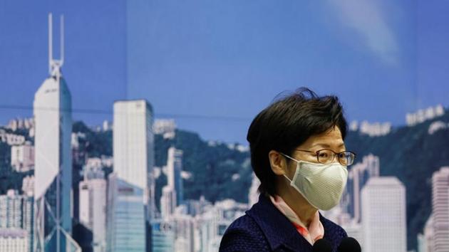 Hong Kong's chief executive Carrie Lam attends a news conference. (REUTERS) Hong Kong's chief executive Carrie Lam attends a news conference. (REUTERS)