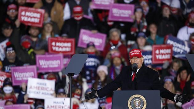 President Donald Trump speaks during a rally on November 3, 2020 in Grand Rapids, Michigan. (AFP) President Donald Trump speaks during a rally on November 3, 2020 in Grand Rapids, Michigan. (AFP)