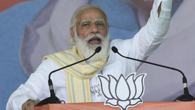 The PM addressed a clutch of public rallies across 37 assembly segments, which go to polls on November 7. (Santosh Kumar/HT Photo) The PM addressed a clutch of public rallies across 37 assembly segments, which go to polls on November 7. (Santosh Kumar/HT Photo)