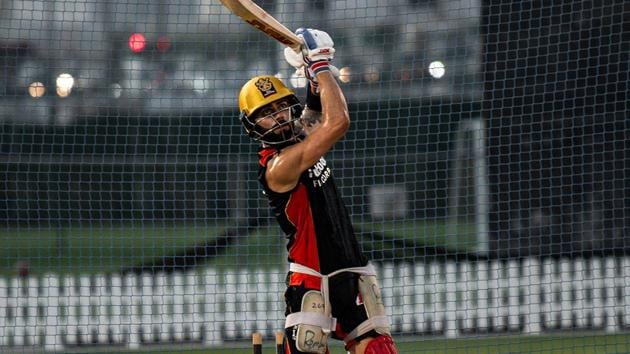 Virat Kohli at the nets.(RCB/Twitter) Virat Kohli at the nets.(RCB/Twitter)