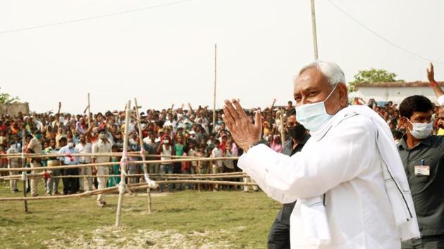 Bihar Chief Minister Nitish Kumar addresses an election rally during the second phase of Bihar Assembly election, in Darbhanga. (Santosh Kumar/ Hindustan Times) Bihar Chief Minister Nitish Kumar addresses an election rally during the second phase of Bihar Assembly election, in Darbhanga. (Santosh Kumar/ Hindustan Times)