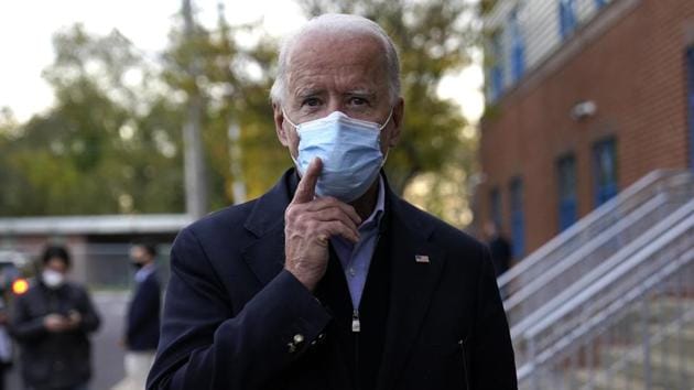 Democratic presidential candidate former Vice President Joe Biden speaks to reporters during a campaign stop in Wilmington, Del., Tuesday, Nov. 3, 2020. (AP photo) Democratic presidential candidate former Vice President Joe Biden speaks to reporters during a campaign stop in Wilmington, Del., Tuesday, Nov. 3, 2020. (AP photo)
