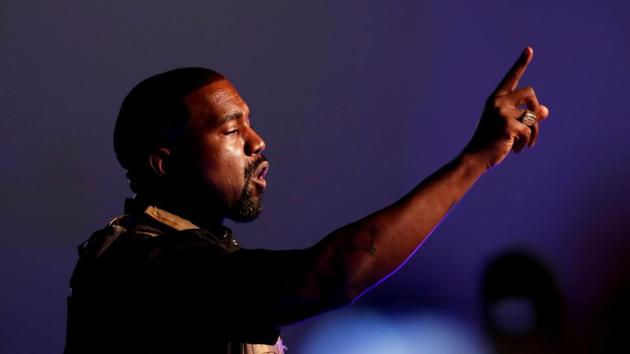 Kanye West makes a point as he holds his first rally in support of his presidential bid in North Charleston.(REUTERS)