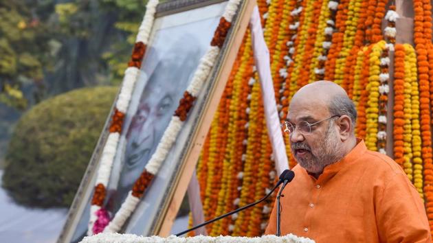 Union home minister Amit Shah targets Congress after journalist Arnab Goswami was arrested on Wednesday.(PTI)