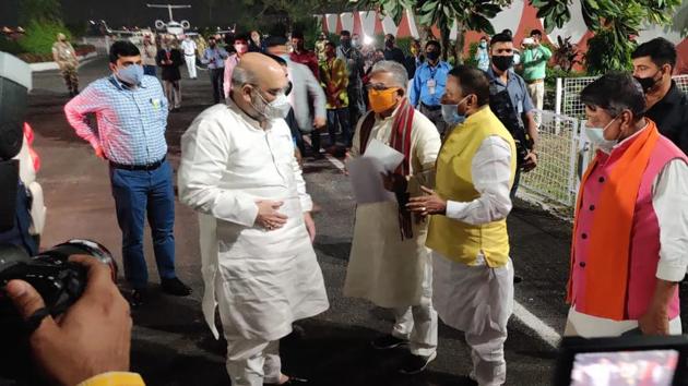Union home minister Amit Shah arrived in Kolkata on Wednesday. (HT photo) Union home minister Amit Shah arrived in Kolkata on Wednesday. (HT photo)