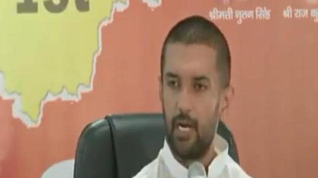 LJP chief Chirag Paswan addresses a press conference. (ANI/Twitter) LJP chief Chirag Paswan addresses a press conference. (ANI/Twitter)