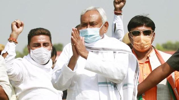 CM Nitish Kumar during campaigning in Bihar. (Santosh Kumar/HT Photo) CM Nitish Kumar during campaigning in Bihar. (Santosh Kumar/HT Photo)