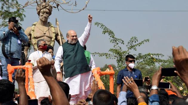 Amit Shah said that the death knell of the Mamata Banerjee government has been sounded and the BJP will come to power with a two-third majority in the coming elections.(PTI) Amit Shah said that the death knell of the Mamata Banerjee government has been sounded and the BJP will come to power with a two-third majority in the coming elections.(PTI)