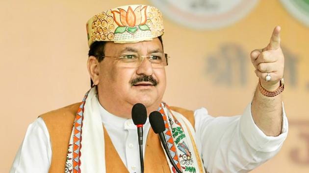 Nadda spoke about the local agricultural produces and the famous Mithila paintings of Bihar. (PTI Photo) Nadda spoke about the local agricultural produces and the famous Mithila paintings of Bihar. (PTI Photo)