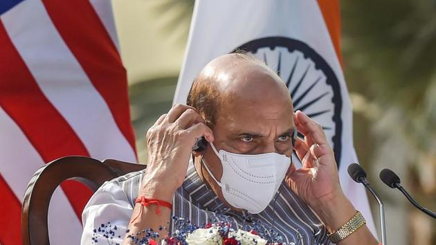 Defence minister Rajnath Singh on Thursday addressed the diamond jubilee celebration of the National Defence College. (File Photo)(PTI) Defence minister Rajnath Singh on Thursday addressed the diamond jubilee celebration of the National Defence College. (File Photo)(PTI)