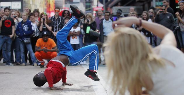 Breakdancing in Times Square, New York City. (Mario Tama/Getty Images) Breakdancing in Times Square, New York City. (Mario Tama/Getty Images)
