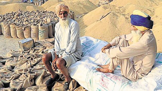 There has been a glut in the Multania villige in Bathinda grain market in Punjab. (HT file)