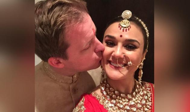 Preity Zinta and Gene Goodenough celebrate Karwa Chauth.