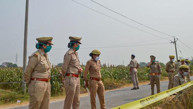Heavy police deployment as CBI team probes the case, in Hathras earlier in October. (File photo) Heavy police deployment as CBI team probes the case, in Hathras earlier in October. (File photo)