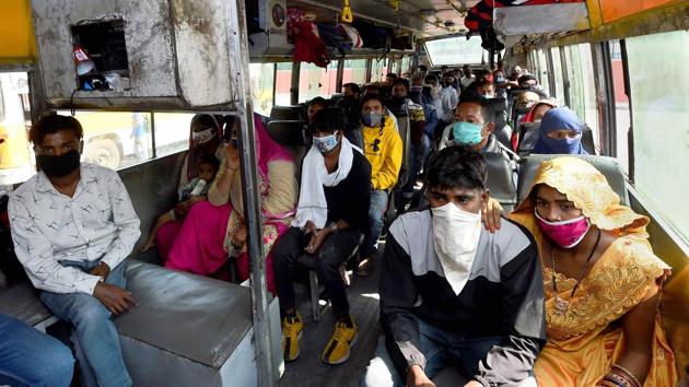 Passengers board a bus at Maharana Pratap ISBT Kashmiri Gate, after Delhi government on Monday announced resumption of inter-state bus services by allowing the three ISBTs to operate at 50 per cent of their pre-Covid capacity, in New Delhi, Tuesday, Nov. 3, 2020. (PTI photo) Passengers board a bus at Maharana Pratap ISBT Kashmiri Gate, after Delhi government on Monday announced resumption of inter-state bus services by allowing the three ISBTs to operate at 50 per cent of their pre-Covid capacity, in New Delhi, Tuesday, Nov. 3, 2020. (PTI photo)